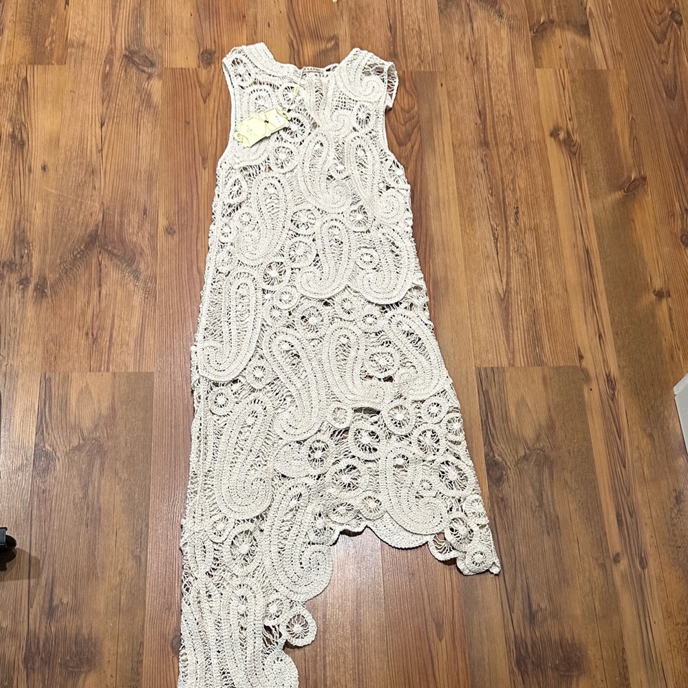 Chic Asymmetrical Cream Lace Dress